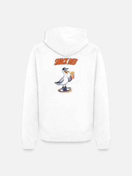 Snack Dieb Möwe Lustiger Pommes Spruch - Unisex Premium Bio Zip Hoodie - Weiß