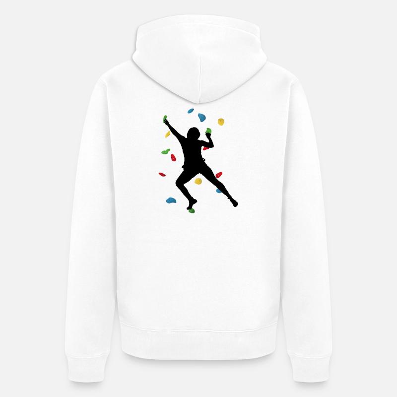 Climb Wall Man – Boulder Challenge - Unisex Premium Bio Zip Hoodie - Weiß