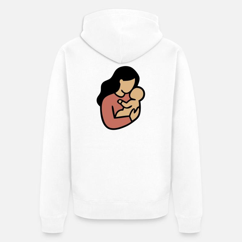 Minimalisme Bohème, Maman Bébé - Veste à capuche bio Premium Unisexe - blanc