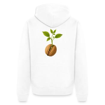 Small Grows Large Walnut Design - Unisex Premium Organic Zip Hoodie - white - Back - Thijin (182cm)