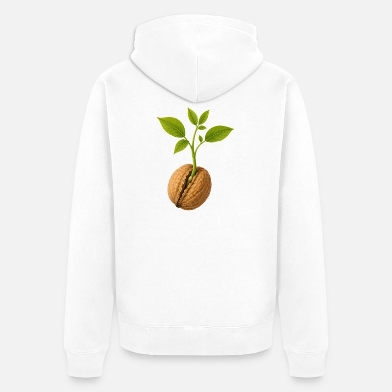 Petit Pousse Gros Noyer Design - Veste à capuche bio Premium Unisexe - blanc
