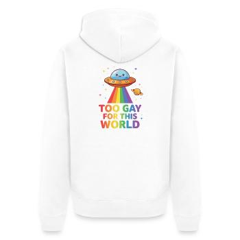 Pride Month LGBTQ – Zu schwul für diese Welt - Unisex Premium Bio Zip Hoodie - Weiß - Hinten - Thijin (182cm)