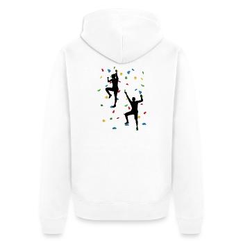 Duo de mur d’escalade – Défi d’escalade - Veste à capuche bio Premium Unisexe - blanc - Dos - Thijin (182cm)