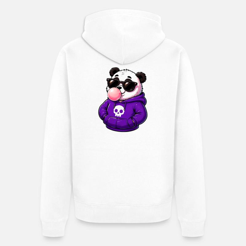 Cool_Panda_Bubblegum_Attitude - Veste à capuche bio Premium Unisexe - blanc