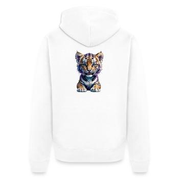Süßes Tigerbaby - Unisex Premium Bio Zip Hoodie - Weiß - Hinten - Thijin (182cm)
