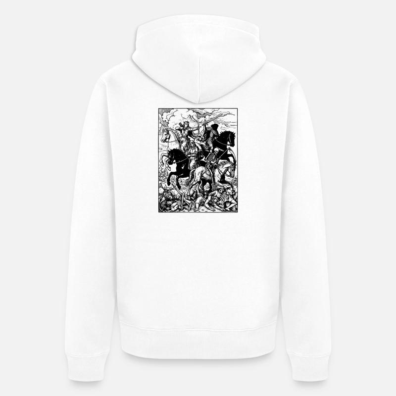 Quatre cavaliers de l’Apocalypse - Veste à capuche bio Premium Unisexe - blanc
