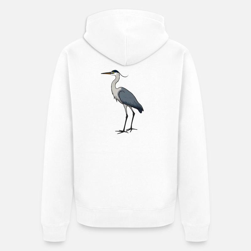 Héron cendré - Veste à capuche bio Premium Unisexe - blanc