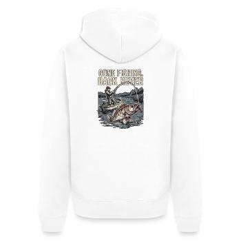 Gone Fishing Back Never Angler Fischer - Unisex Premium Bio Zip Hoodie - Weiß - Hinten - Thijin (182cm)
