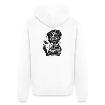 Strength and Dignity Silhouette - Unisex Premium Organic Zip Hoodie - white - Back - Thijin (182cm)