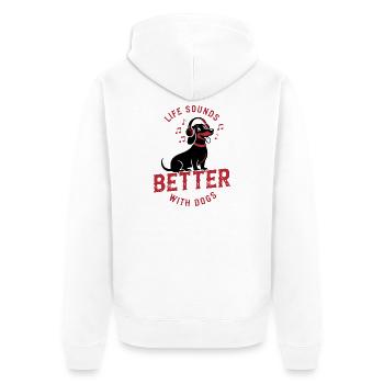 Cute dog with headphones music lover - Unisex Premium Organic Zip Hoodie - white - Back - Thijin (182cm)