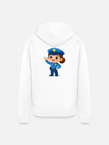 Comic policewoman waves laughing – Funny design - Unisex Premium Organic Zip Hoodie - white