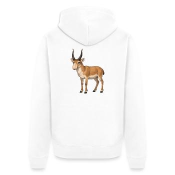 Saiga Antilope  - Unisex Premium Bio Zip Hoodie - Weiß - Hinten - Thijin (182cm)