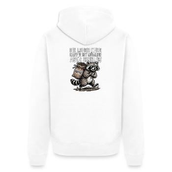 Kaffee Waschbär - Unisex Premium Bio Zip Hoodie - Weiß - Hinten - Thijin (182cm)