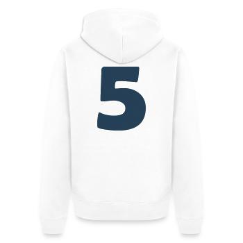 5_zahl- - Unisex Premium Bio Zip Hoodie - Weiß - Hinten - Thijin (182cm)