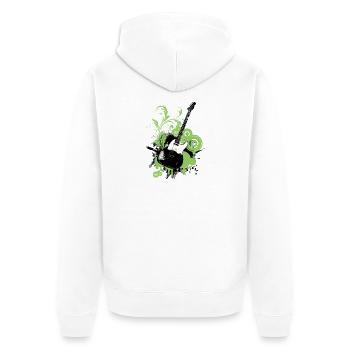 Grafische, florale grüne Gitarre - Unisex Premium Bio Zip Hoodie - Weiß - Hinten - Thijin (182cm)