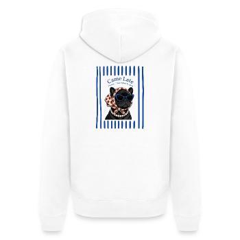 French Bulldog Came Late Retro Humor - Unisex Premium Bio Zip Hoodie - Weiß - Hinten - Thijin (182cm)