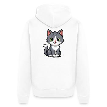 Pixel Chaton Chat Gris - Veste à capuche bio Premium Unisexe - blanc - Dos - Thijin (182cm)