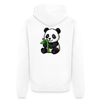 Pixelpanda mit Bambus - Unisex Premium Bio Zip Hoodie - Weiß - Hinten - Thijin (182cm)