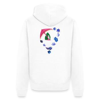 Parapluie scintillant et anneau de fleurs - Veste à capuche bio Premium Unisexe - blanc - Dos - Thijin (182cm)