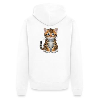 Katzenbaby aquarell getigertes Kätzchen Geschenk  - Unisex Premium Bio Zip Hoodie - Weiß - Hinten - Thijin (182cm)