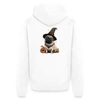 Mops Halloween - Unisex Premium Bio Zip Hoodie - Weiß - Hinten - Thijin (182cm)