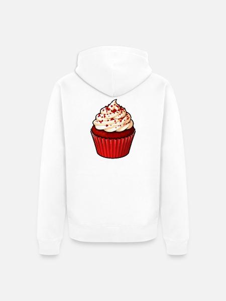 Roter Cupcake mit Sahnecreme - Unisex Premium Bio Zip Hoodie - Weiß
