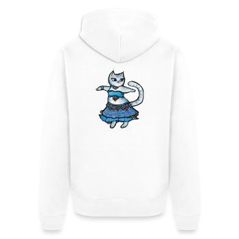 Blaues Kleid Katzendoodle - Unisex Premium Bio Zip Hoodie - Weiß - Hinten - Thijin (182cm)