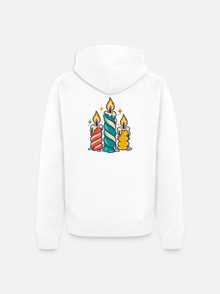 Kerzenrunde – Gemeinsam Licht gestalten - Unisex Premium Bio Zip Hoodie - Weiß