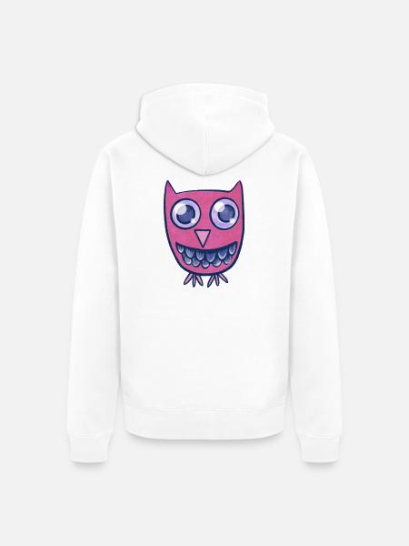 Pink Owl Grin Cartoon-Monster - Unisex Premium Bio Zip Hoodie - Weiß