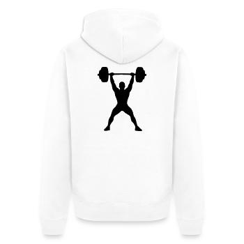 Bodybuilder - Unisex Premium Bio Zip Hoodie - Weiß - Hinten - Thijin (182cm)