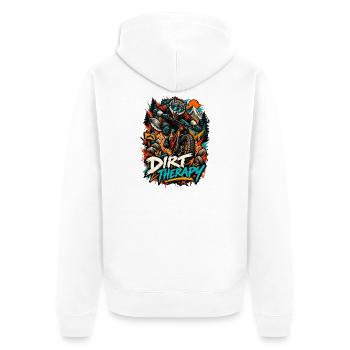  MTB-BIKE DOWNHILL-THERAPY Mountainbike Zubehör - Unisex Premium Bio Zip Hoodie - Weiß - Hinten - Thijin (182cm)