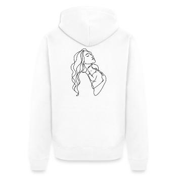 Mama & Baby Line Art - Unisex Premium Bio Zip Hoodie - Weiß - Hinten - Thijin (182cm)