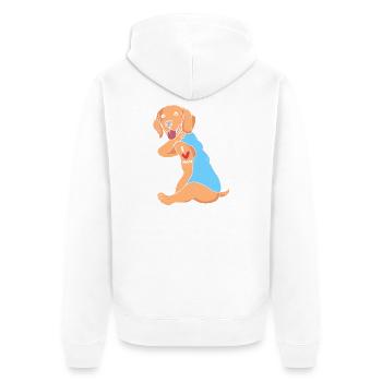Golden Retriever Goldie Hund Hunde Geschenk - Unisex Premium Bio Zip Hoodie - Weiß - Hinten - Thijin (182cm)