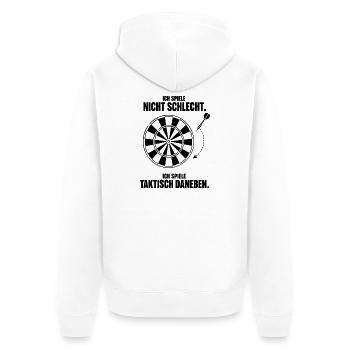 Taktisch daneben Dartspieler Ausrede Humor Spruch - Unisex Premium Bio Zip Hoodie - Weiß - Hinten - Thijin (182cm)