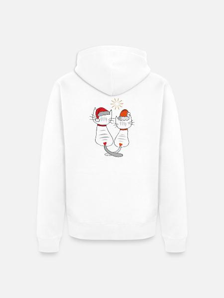 Weihnachtskatzen  - Unisex Premium Bio Zip Hoodie - Weiß