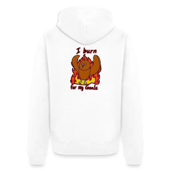 Burn Owl Ziele Brennen - Unisex Premium Bio Zip Hoodie - Weiß - Hinten - Thijin (182cm)