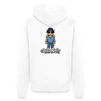 Sahara Drip Camel Streetwear - Unisex Premium Bio Zip Hoodie - Weiß - Hinten - Thijin (182cm)