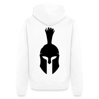 Spartanischer Kriegerhelm Silhouette - Unisex Premium Bio Zip Hoodie - Weiß - Hinten - Thijin (182cm)