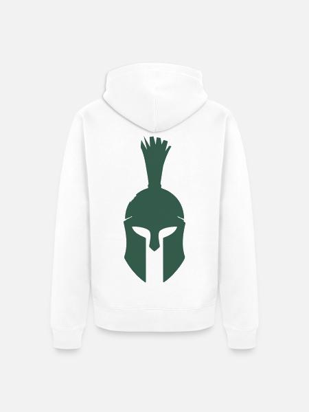 Spartanischer Helm Minimalist - Unisex Premium Bio Zip Hoodie - Weiß