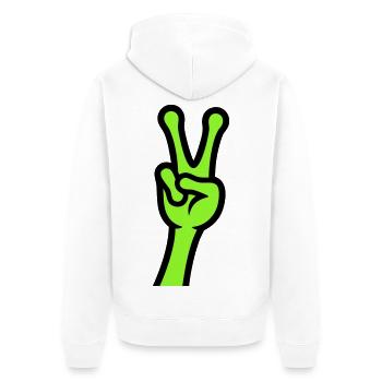 Alien Hand Peace Zeichen Icon - Unisex Premium Bio Zip Hoodie - Weiß - Hinten - Thijin (182cm)