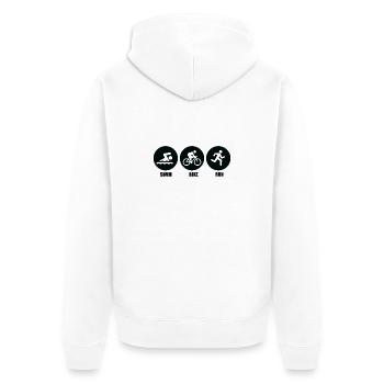 Triathlon, Swimming, Running, Cycling, Sports - Unisex Premium Organic Zip Hoodie - white - Back - Thijin (182cm)