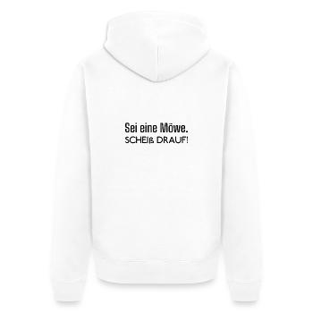Möwe - Unisex Premium Bio Zip Hoodie - Weiß - Hinten - Thijin (182cm)