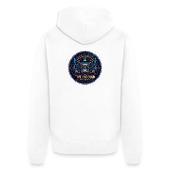 Time Unbound – Steampunk Hourglass with Wings - Unisex Premium Organic Zip Hoodie - white - Back - Thijin (182cm)