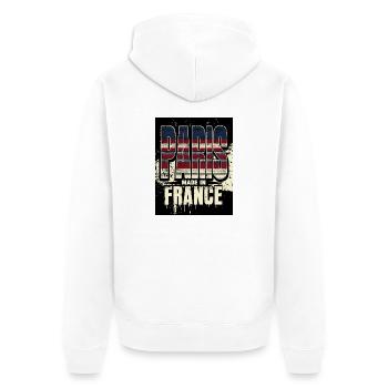 Paris Hergestellt in Frankreich - Unisex Premium Bio Zip Hoodie - Weiß - Hinten - Thijin (182cm)
