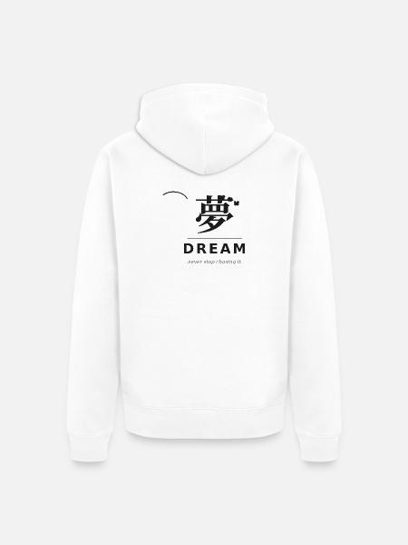 Traum in Bewegung – unendliche Verfolgung - Unisex Premium Bio Zip Hoodie - Weiß