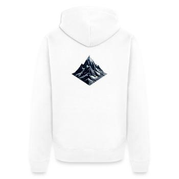 Ein Berg mit Schnee im Polygon-Stil - Unisex Premium Bio Zip Hoodie - Weiß - Hinten - Thijin (182cm)