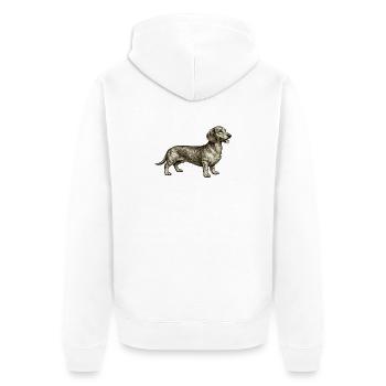 Dackel Vintage Illustration - Unisex Premium Bio Zip Hoodie - Weiß - Hinten - Thijin (182cm)