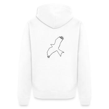 Milan im Flug (schwarz ohne Schatten) - Unisex Premium Bio Zip Hoodie - Weiß - Hinten - Thijin (182cm)