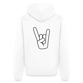 rockhand_nic - Unisex Premium Bio Zip Hoodie - Weiß - Hinten - Thijin (182cm)