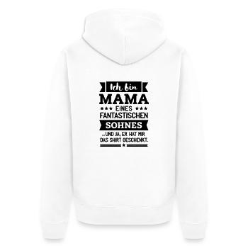 Mama und super Sohn - Unisex Premium Bio Zip Hoodie - Weiß - Hinten - Thijin (182cm)